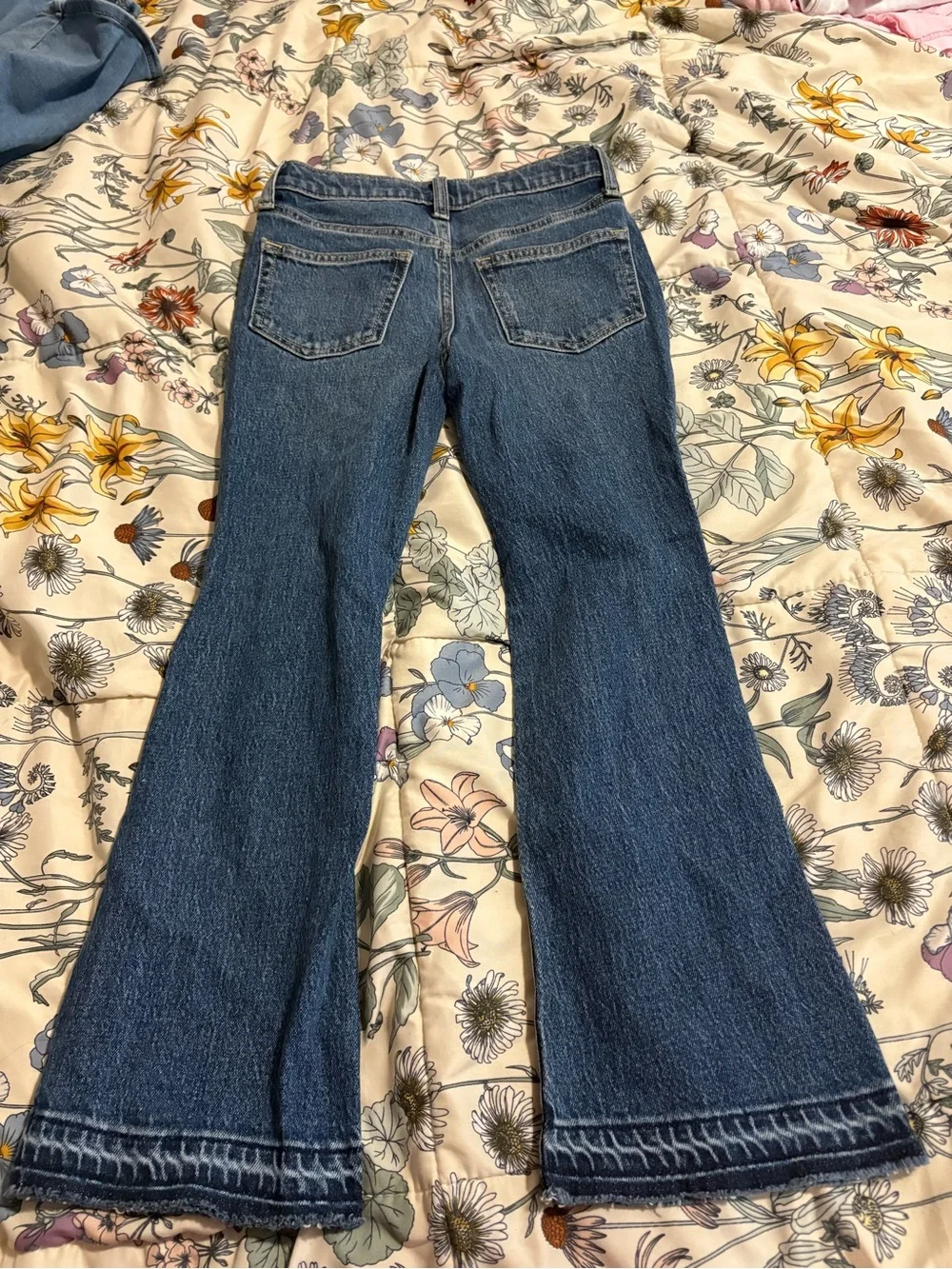 Old Navy Dark Blue Distressed Flare Jeans